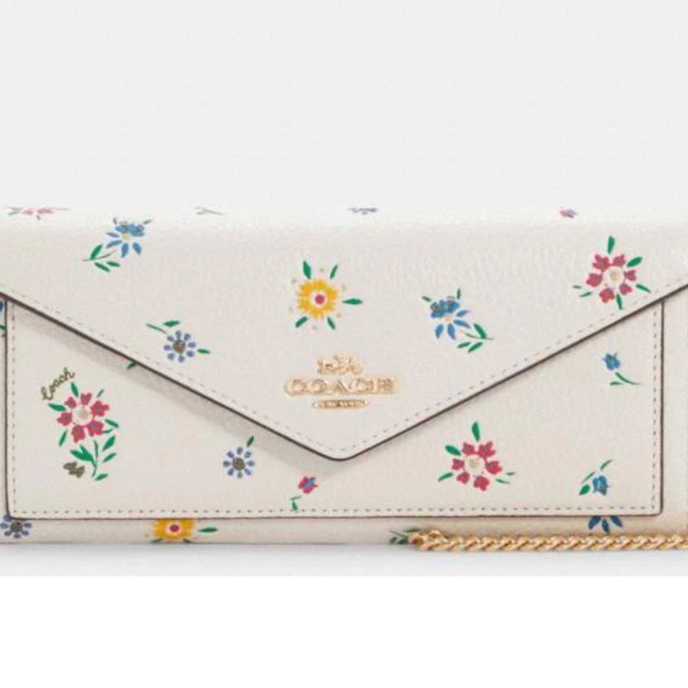 Coach Wild Meadow Floral Slim Envelopes Wallet Crossbody Stem Wildflower Retired